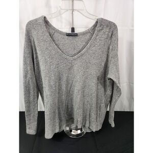 Brandy Melville Gray Oversized Wool Blend V-Neck Sweater L Made In Italy